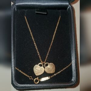 Tiffany&Co. Return to Tiffany Double Heart Tag Necklace 18K Yellow Gold Mini
